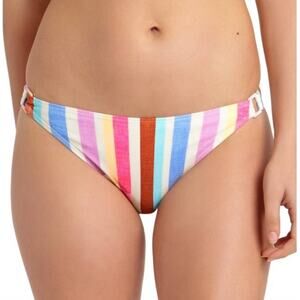 California Waves Rainbow Striped Hipster Bikini Bottoms - XS